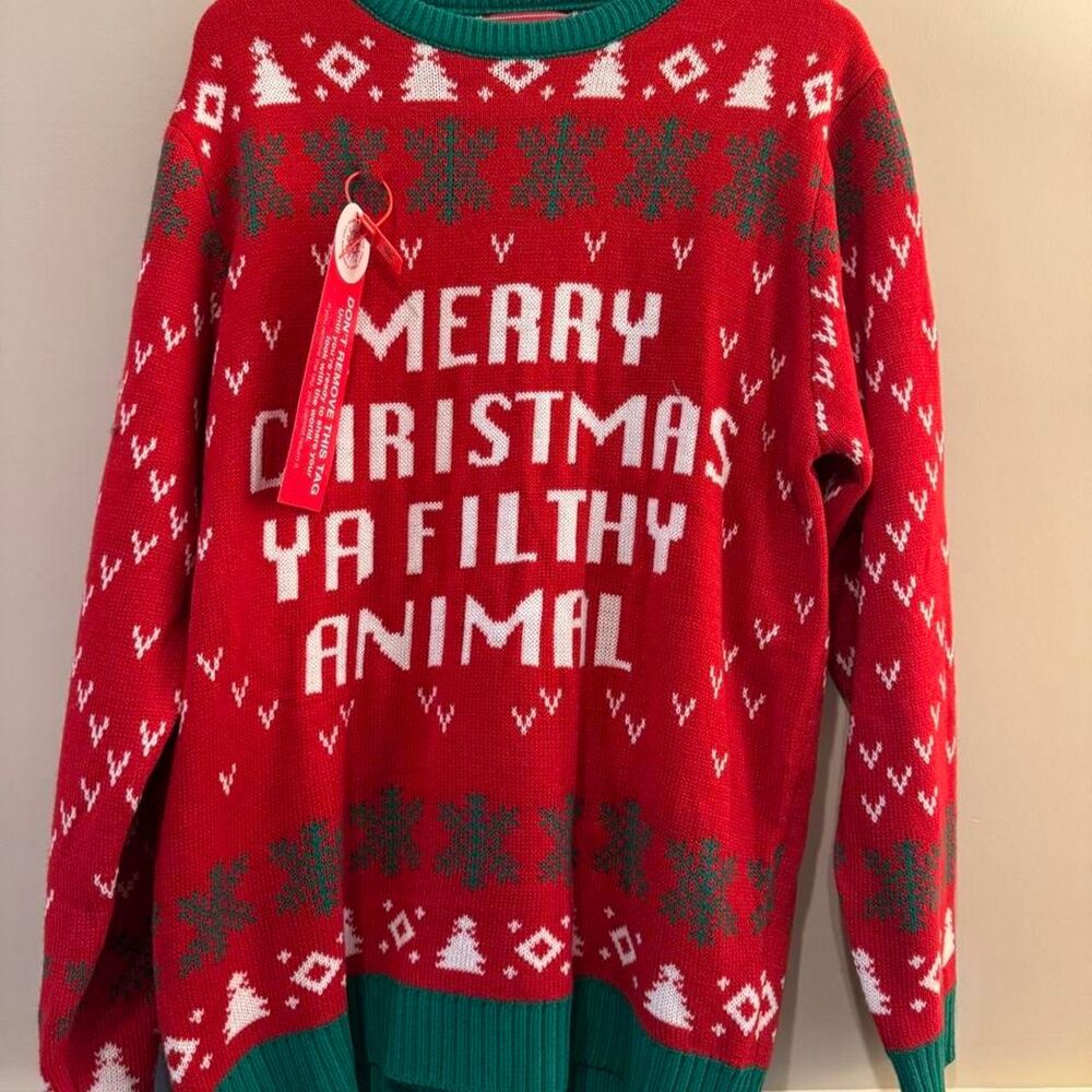 Men’s You Look Ugly Today Merry Christmas Ya Filthy Animal Sweater